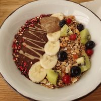 Chocolate and peanut butter smoothie bowl at Kat's Kitchen Grab'N'Go in Split