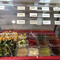 Buffet clearly marked which food items are vegan - including the salad bar and dressings! at Masala Spice in Goleta