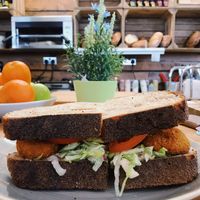 Vegan chicken sandwich  at Source Deli in York