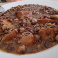 Lentejas con chorizo vegano at Bar Canijo in Algodonales