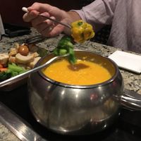 Beer cheese and dippers  at The Melting Pot in Farmingdale