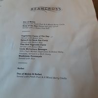 Vegan menu at Beancross Restaurant And Hotel in Polmont