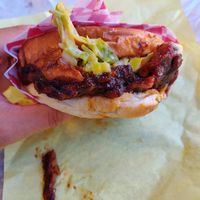 Bbq pull "pork" burger! Out of this world! Best burger I have tried! 😋😋😋 at Galaxy Rune in Seattle