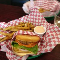 Rune burger and fries at Galaxy Rune in Seattle