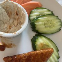 Sweet bbq tofu wings (taken after we ate most of them!!)  at Foodhisattva in Cleveland Heights