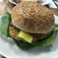 The chik’n sandwich. Yum! at Foodhisattva in Cleveland Heights