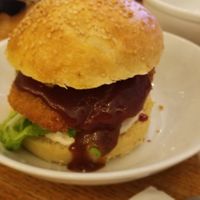 Chicken katsu burger at Foodhisattva in Cleveland Heights