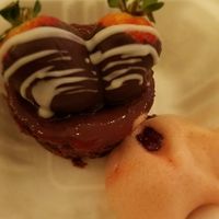 Strawberry chocolate cheesecake at Foodhisattva in Cleveland Heights