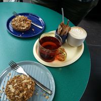 table, tea, coffee and apple pie at Zebedeus in Wassenaar