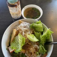 Hủ tiếu khô, after adding the special brown sauce   at Hoa Dang Vegetarian Restaurant in San Jose