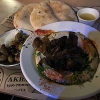 Hummus with mushrooms  at Akbar in Tel Aviv
