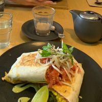 Vegan breakfast burrito  at Birchwood Jindabyne in Jindabyne