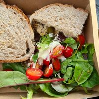 De boterham met vegan vissalade😄lekker! at LIEF in Mechelen