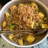 Curry fried rice with tofu   at Basil Bistro in Koh Phi Phi