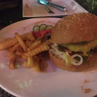 beyond burger with mushrooms, and vegan cheese  at Vegan In Our House in Cairo