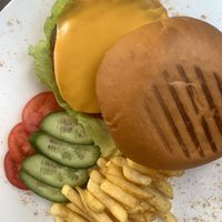 homemade cheese burger  at Vegan In Our House in Cairo