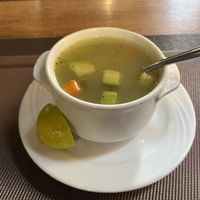 Tiny cup of veg soup  at Vegan In Our House in Cairo