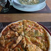 vegan Alfredo and vegan chicken pizza at Vegan In Our House in Cairo