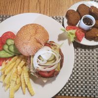 Mushroom burger and nuggets at Vegan In Our House in Cairo