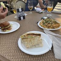 cheeseburger, munchwrap and fries  at Modern Times Beer in Santa Barbara