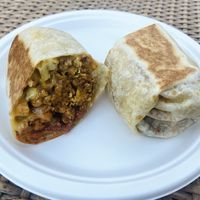 Chorizo burger  at Modern Times Beer in Santa Barbara