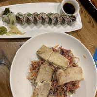 Treehugger Roll And Sweet potato cold noodle salad with tofu   at Universal Studios - The Cowfish Sushi Burger Bar in Orlando