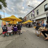 Patio on closed street   at La Principal in Evanston