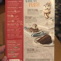 Dessert menu  at Brewers Fayre - Exeter in Exeter