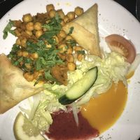 Chickpea Curry and Fritters at Maharaja Indian Cuisine in Chipping Campden