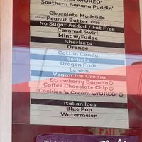 Rotating labeled vegan flavors   at Bruster's Real Ice Cream in Glendale