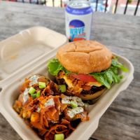 Burger and potatoes side at Kind Food in North Kansas City