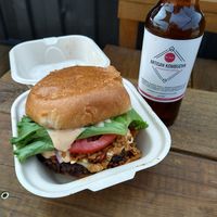 Bac'n Mushroom Meta Burger at Kind Food in North Kansas City