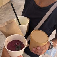 Juices and two salads at O.DA in Sibenik