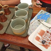 three turkish coffees and a vegan ice cream at O.DA in Sibenik