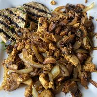 tofu jerusalem mix with grilled eggplant! at Dvash in Boca Raton