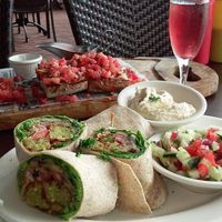 A lovely day at Falafel Bistro.  Thank you for such a wonderful meal.  

This was a Vegan Falafel Wrap, A vegan version of Bruschetta, Vegan Sauces and Mimosas. 

It was a a wonderful Sunday :) at Dvash in Boca Raton