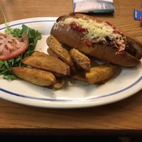 Moving mountains hot dog (vegan) at Ladybower Inn in Hope Valley