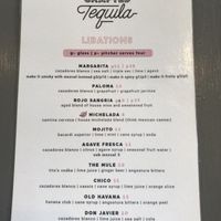 Drink menu  at The Grand Cantina in Windsor