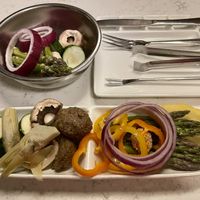 Raw veggies to grilll  at The Melting Pot in Raleigh