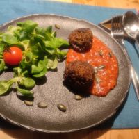 Falafel and salad without dressing at aufatmen in Leutasch