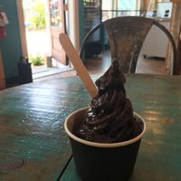 Maine Blueberry Maple vegan hot fudge sundae at Scoop Shack in Ogunquit