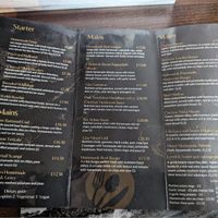Menu - vegan options listed with number 3 underneath. at Galleon Inn in Broad Haven