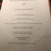 Vegan dessert menu at Galleon Inn in Broad Haven