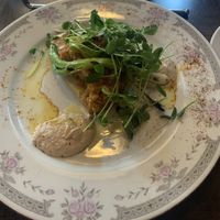 Half of the Street Corn Risotto Cake (the staff was nice enough to split the dish in two for us)  at L.May Eatery in Dubuque