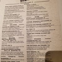 Menu at The Drake in Victoria