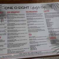 Menue at One O Eight Lifestyle Cafe in Pune