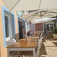 (Some of the) The outdoor seating. at Donna Vegana in Mallorca