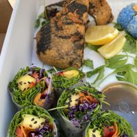 Bottom: Summer Roll - Top: Sushi Burrito  at Donna Vegana in Mallorca