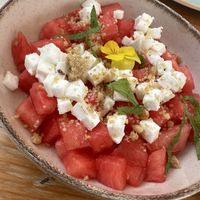 Watermelon salad. Under dressed    at Donna Vegana in Mallorca