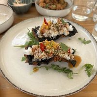 Fried seaweed tacos. Intriguing concept but just ok  at Donna Vegana in Mallorca